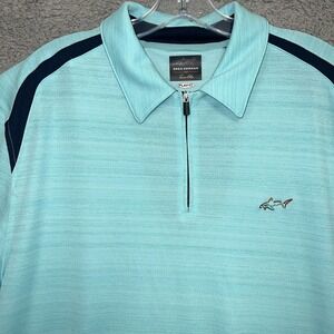 Greg Norman for Tasso Elba Shirt Men's Size L Teal 1/4 Zip Play Dry Polo Golf